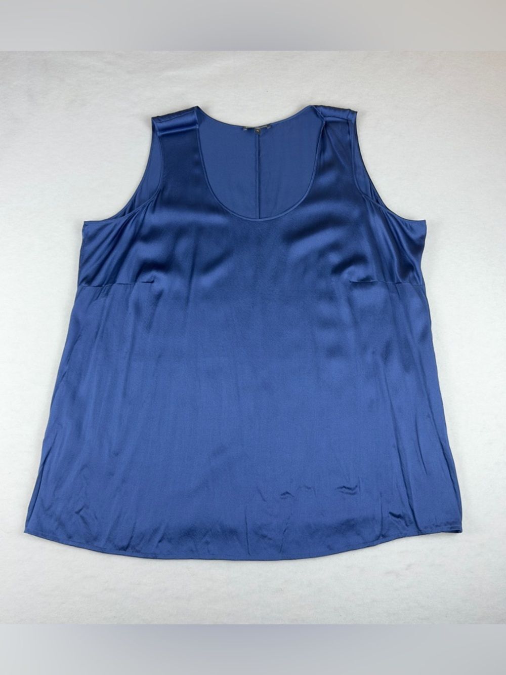 Eileen Fisher Satin Scoop Neck Sleeveless Camisole in Deep Blue